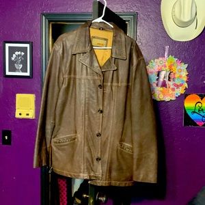 Brown leather jacket